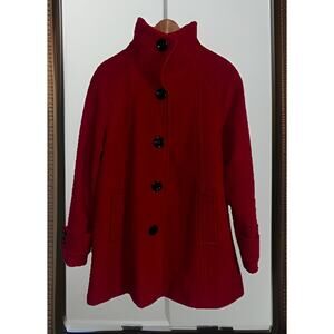 Wool Blend Red Authentic Peacoat Women's Large USA Made By MACKINTOSH